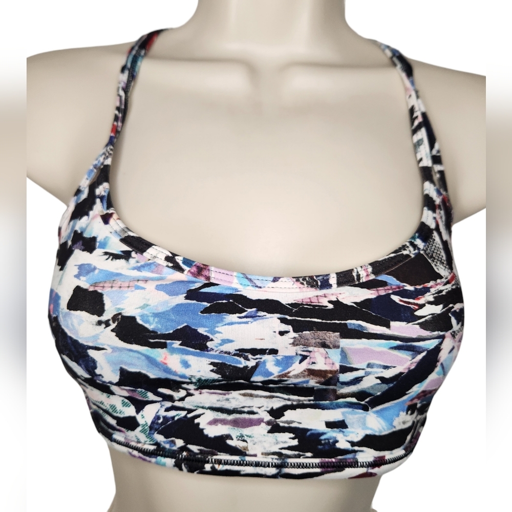 Lululemon Born To Be Bra Wild Strappy Back Size 6 Multicolor Print Yoga